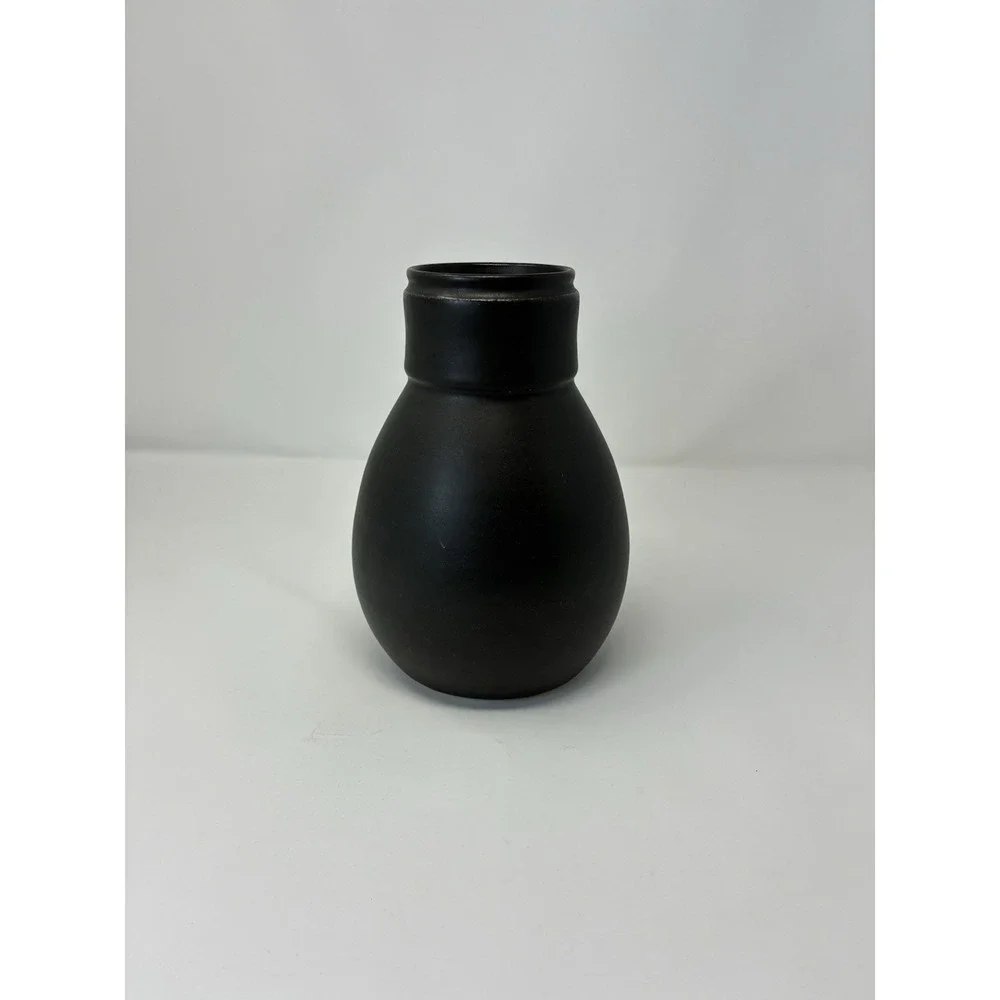 Amanda Wright Studio YES SIR Vase Set Black Gold Ceramic Art Pottery Signed